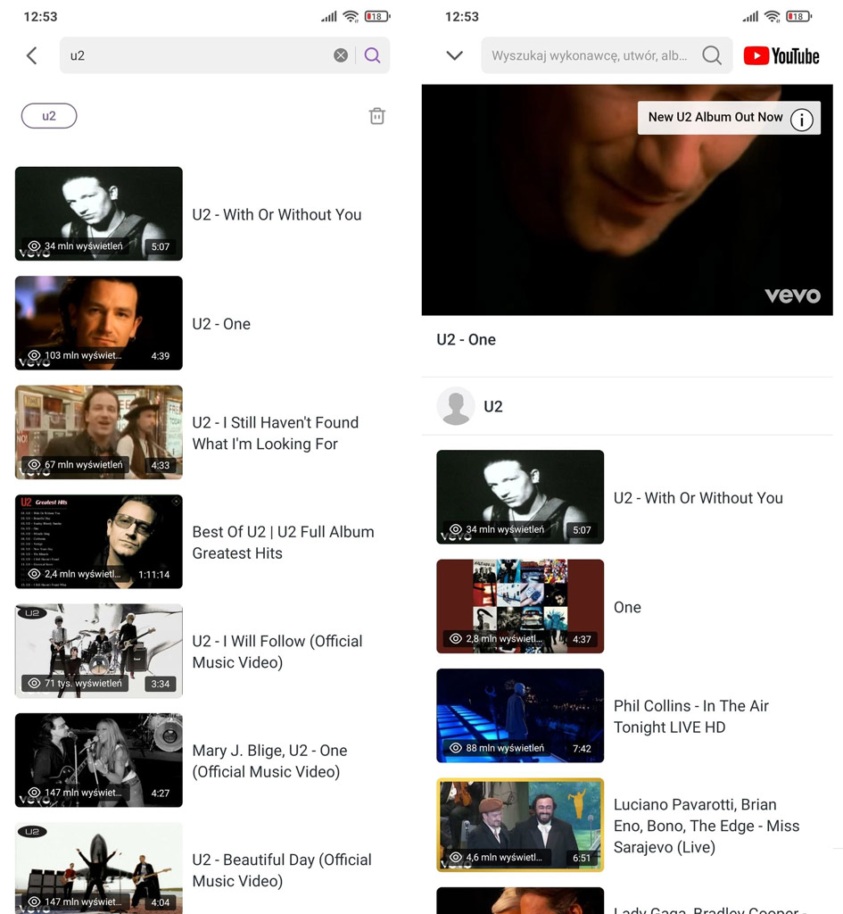 Rozpocznij odtwarzanie z YouTube w Muzyce