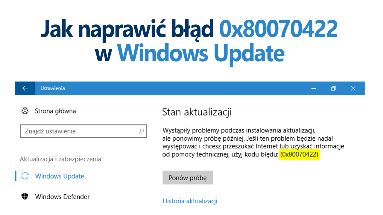 Naprawa błędu 0x80070422 w Windows Update