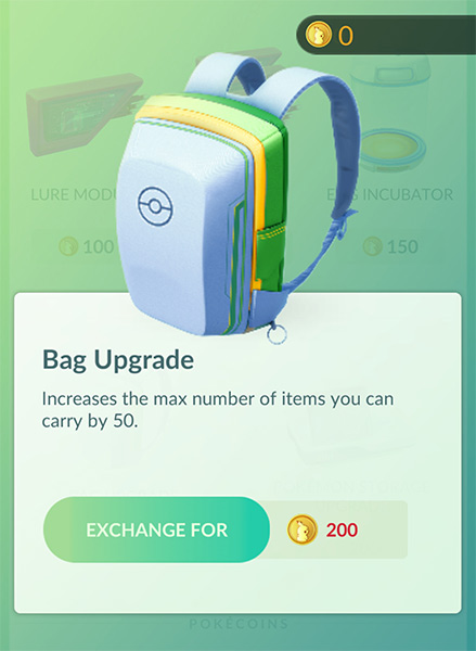 Pokemon GO - zwiększanie plecaka za pomocą Pokecoins