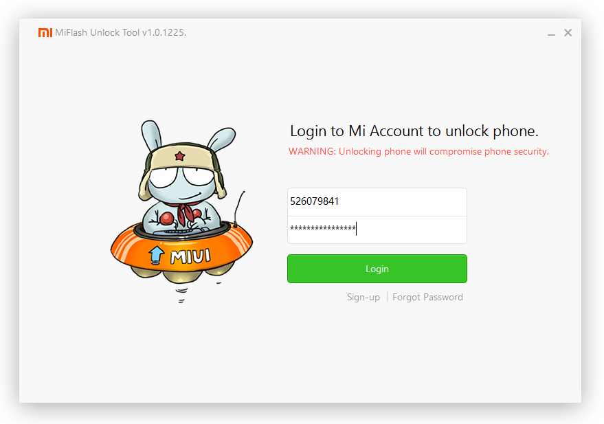 MI Unlock - zaloguj się na konto