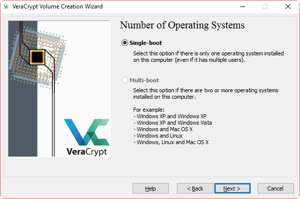 VeraCrypt - wybór bootowania systemu