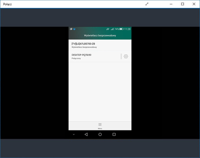 Podgląd ekranu Androida na komputerze