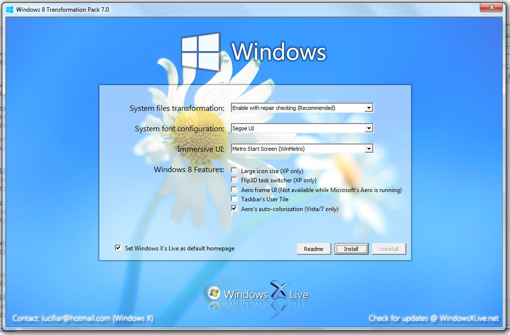 Windows 8 Transformation Pack 7.0 - instalator