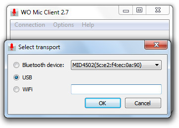 WO Mic - połączenie przez USB