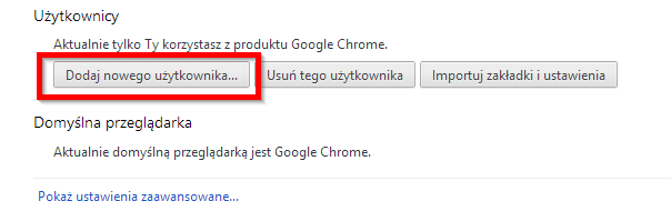 Dodawanie nowego użytkownika do Chrome