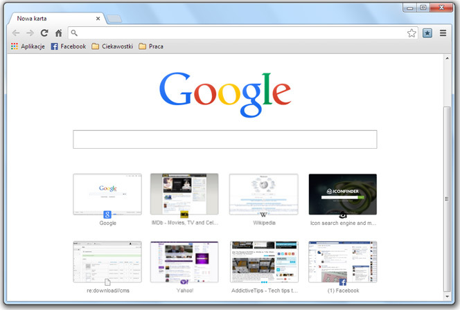 Google Chrome - nowa strona startowa