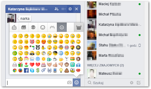 Facebook - nowe emotikony w oknie czatu