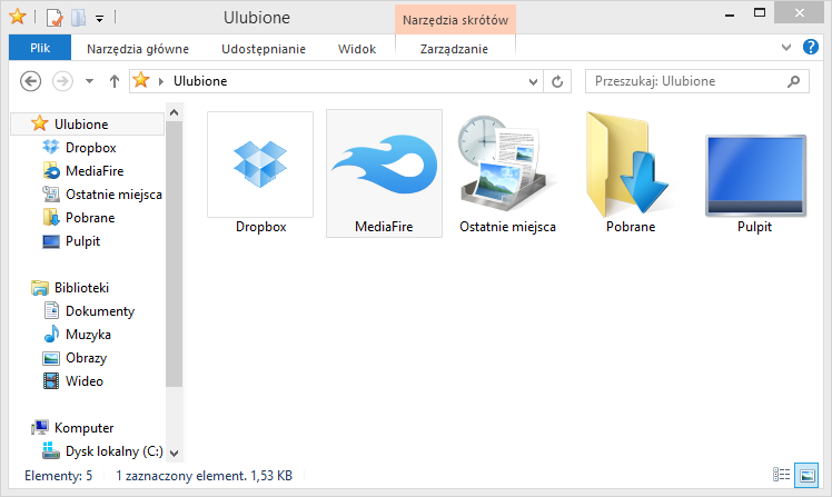 MediaFire Desktop - folder na dysku