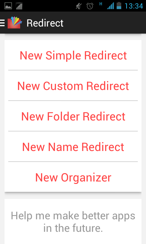 Rodzaje przekierowań w Redirect File Organizer