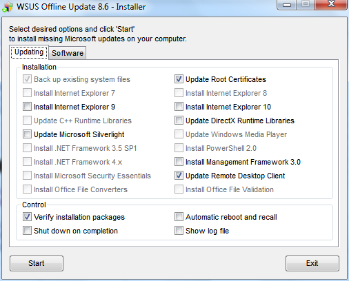 WSUS Offline Updater - instalowanie aktualizacji