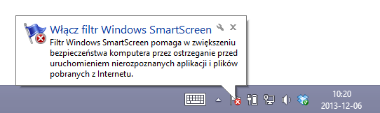 Komunikat o filtrze SmartScreen