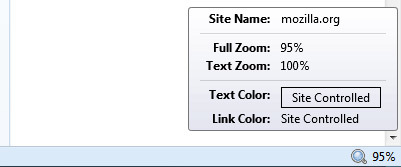 Firefox NoSquint - zoom na pasku dodatków