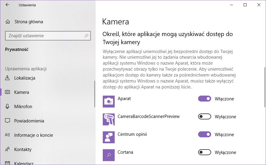 Windows 10 nie działa kamera w skype
