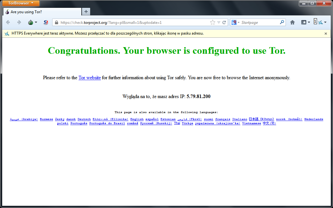 TorBrowser - okno przeglądarki
