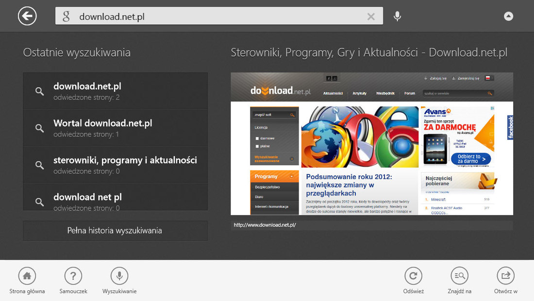 Google Search dla Windows 8