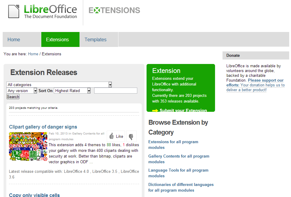 Baza dodatków do LibreOffice