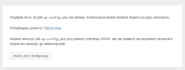 Brak pliku wp-config.php