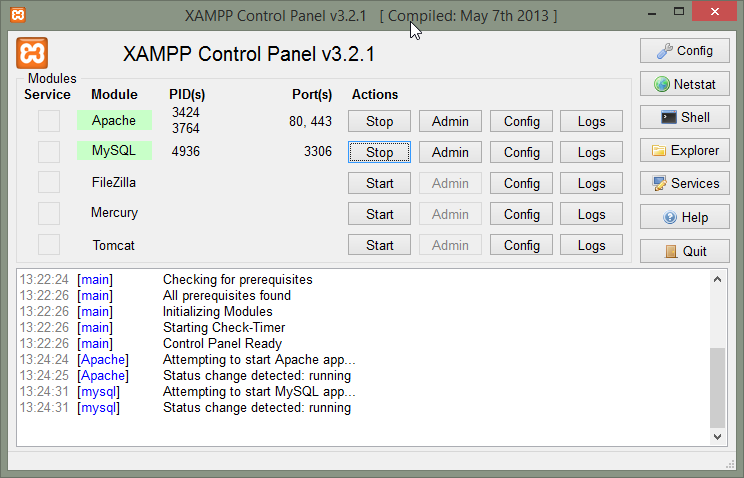 XAMPP Control Panel