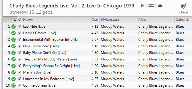 iTunes - lista przekonwertowanych piosenek