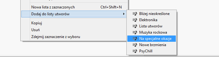 iTunes - dodawanie utworów do istniejącej listy