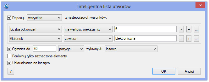 iTunes - tworzenie listy inteligentnej