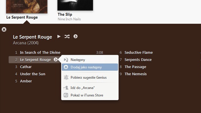 iTunes - dodawanie piosenek do kolejki