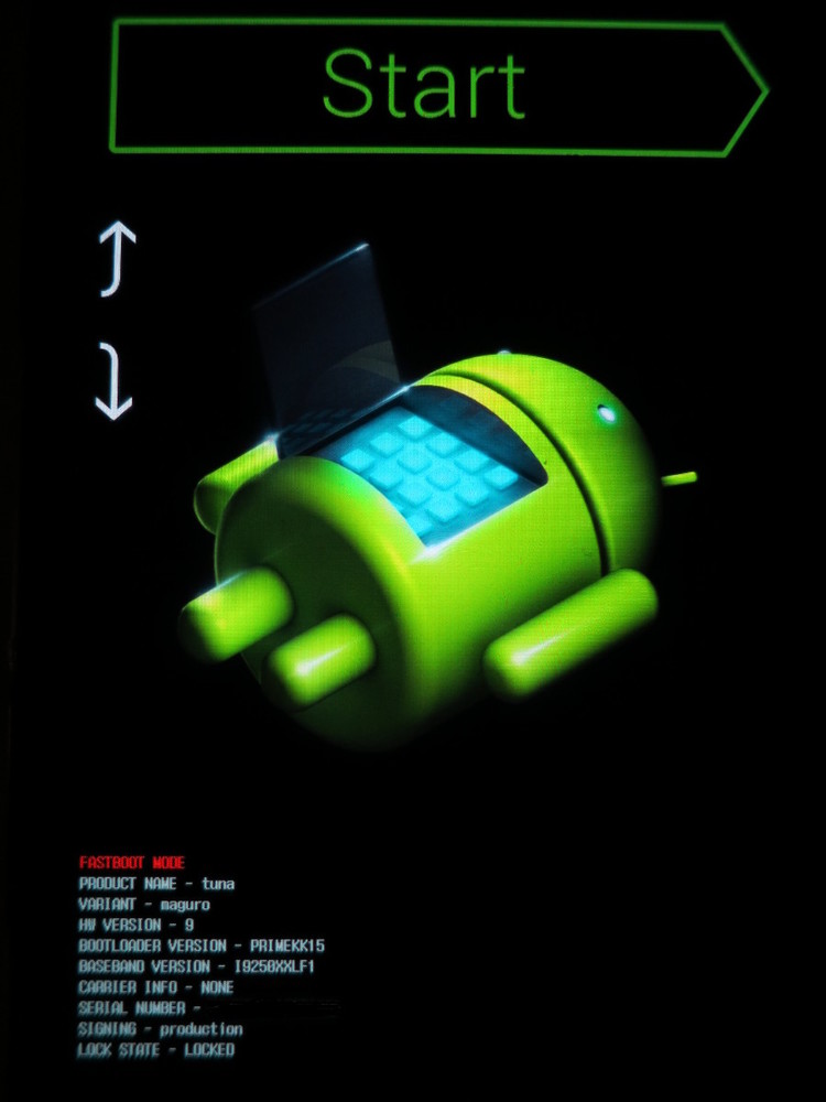 Nexus - ekran Fastboot