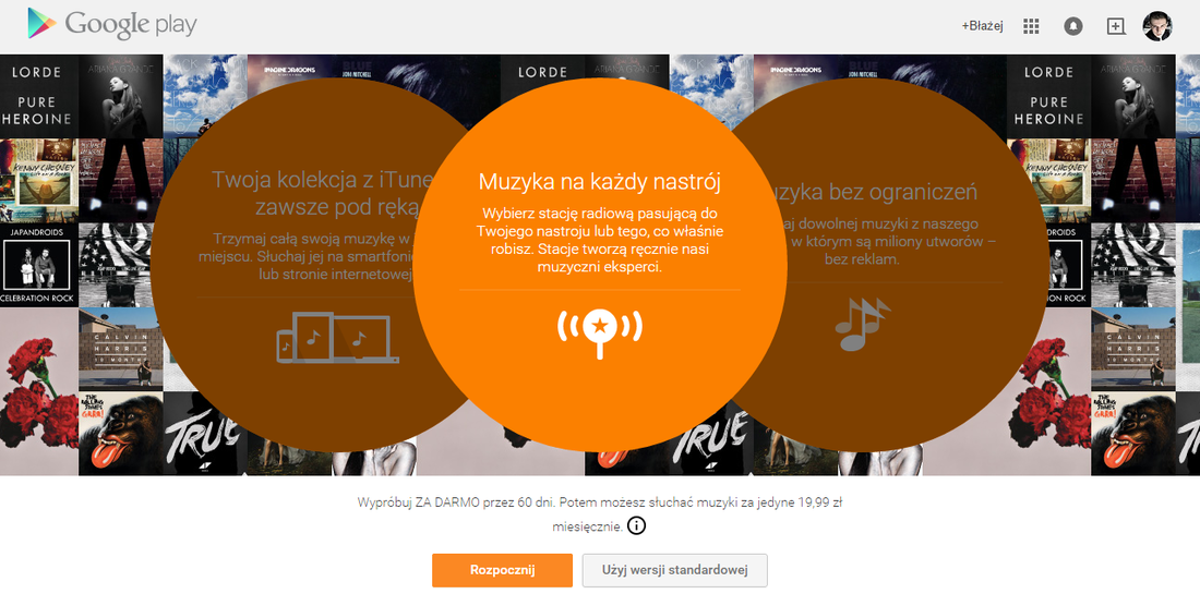 Aktywowanie darmowych 60 dni w Muzyce Google