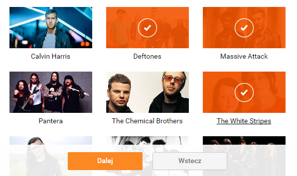 Wybór ulubionych wykonawców w usłudze Google Music All Access