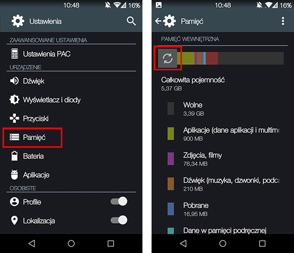 Odświeżanie pamięci w Androidzie