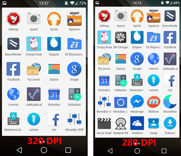 Różnica między 320 DPI a 280 DPI