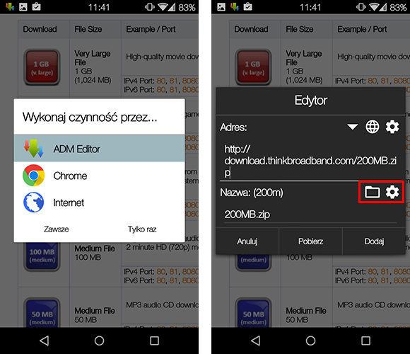Wywołanie pobierania pliku w przeglądarce na Androidzie