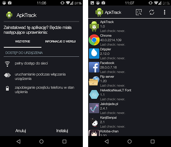 ApkTrack - instalacja i uruchomienie