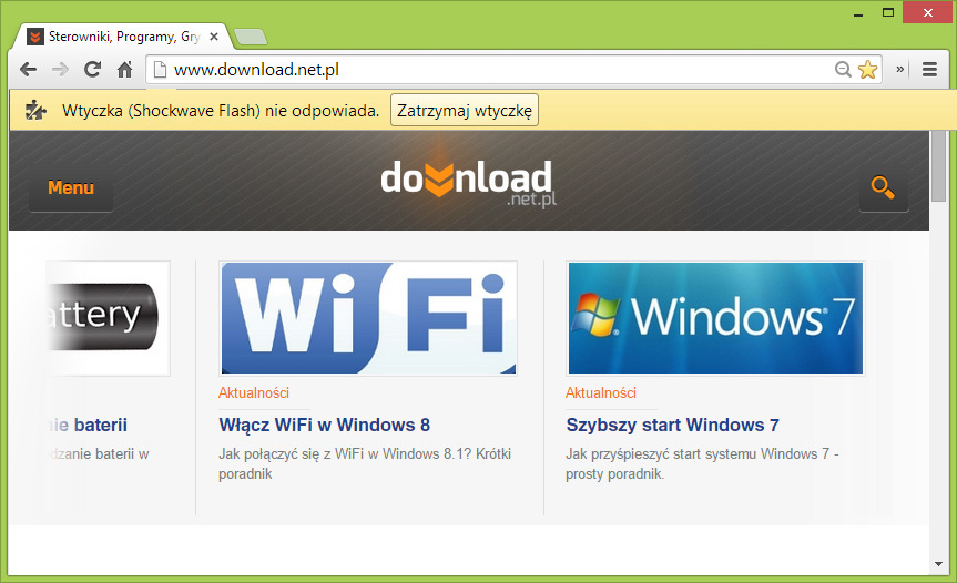 Wtyczka Shockwave Flash nie odpowiada w Chrome