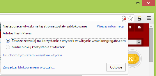 Zezwolenie na działanie wtyczek w Chrome