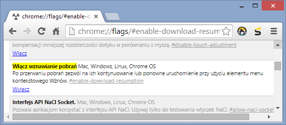 Chrome - wznawianie pobierania plików