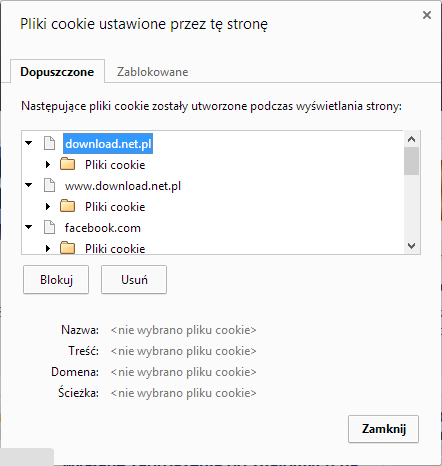 Usuwanie plików cookie w Chrome