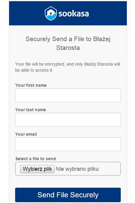 Sookasa - przesyłanie pliku do konta użytkownika