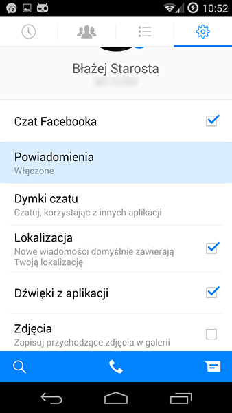 Ustawienia Facebook Messengera