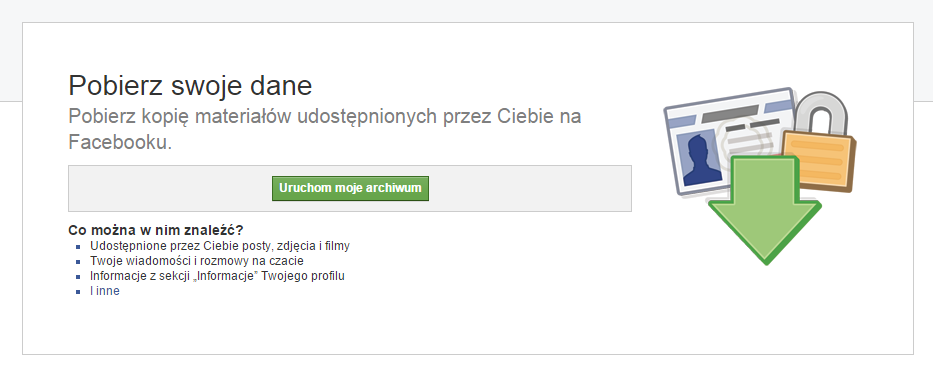 Pobieranie swoich danych na dysk z Facebooka