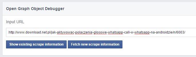 Aktualizacja informacji o linku na Facebooku