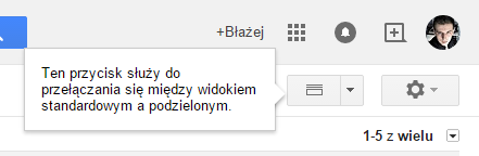 Przycisk przełączania widoku w GMailu