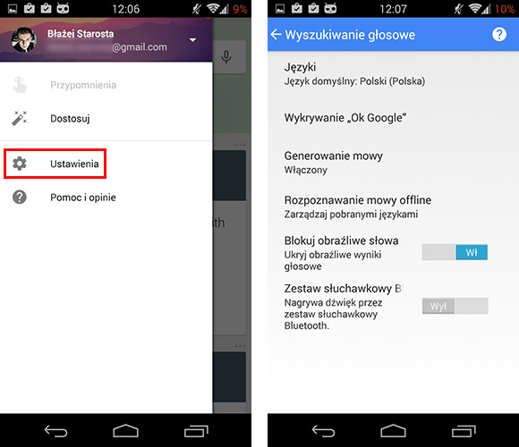 Opcje wyszukiwania głosowego w Google