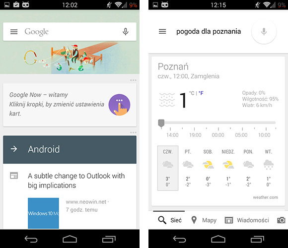Google Now - wyszukiwanie