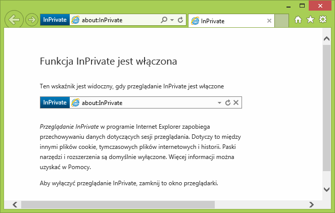 Internet Explorer 11 - funkcja InPrivate