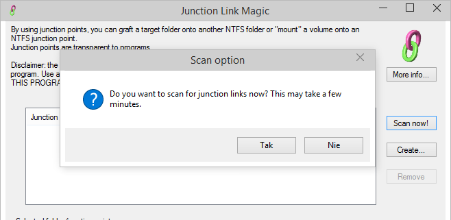 Pierwsze uruchomienie programu Junction Link Magic