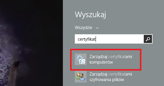 Zarządzanie certyfikatami komputera Windows