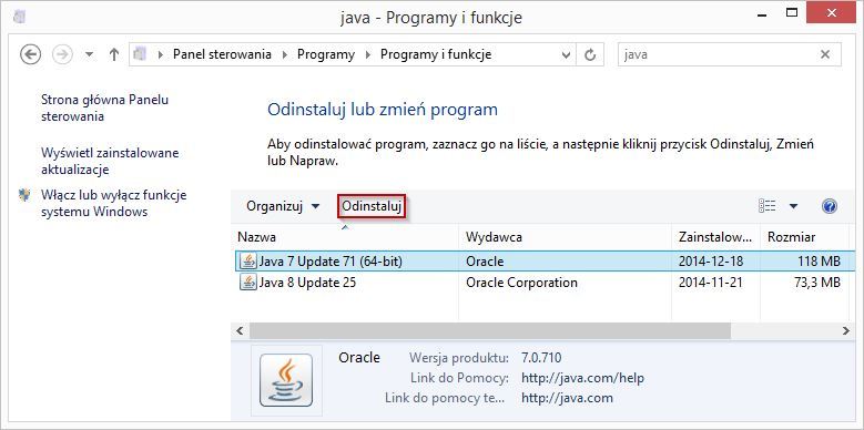 Usuwanie oryginalnych bibliotek Java z systemu Windows