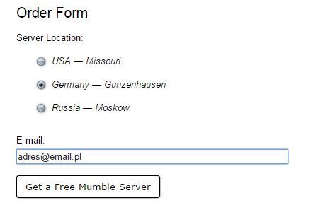 Mumble - wybór lokalizacji serwera