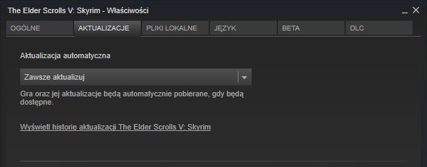 Steam - wyłączanie aktualizacji dla wybranej gry